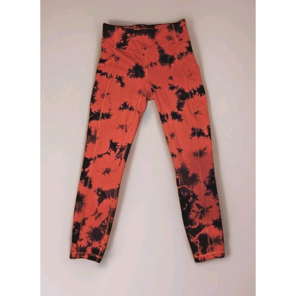 Lululemon Wunder Train High Rise Tight 25” Size 6 Tie Dye Carnation Red Black